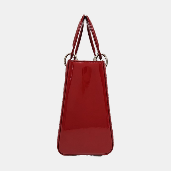 Lady Dior Medium Cannage Patent Leather Red