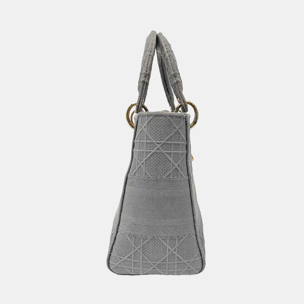 Lady D-Lite Medium Cannage Canvas Gray