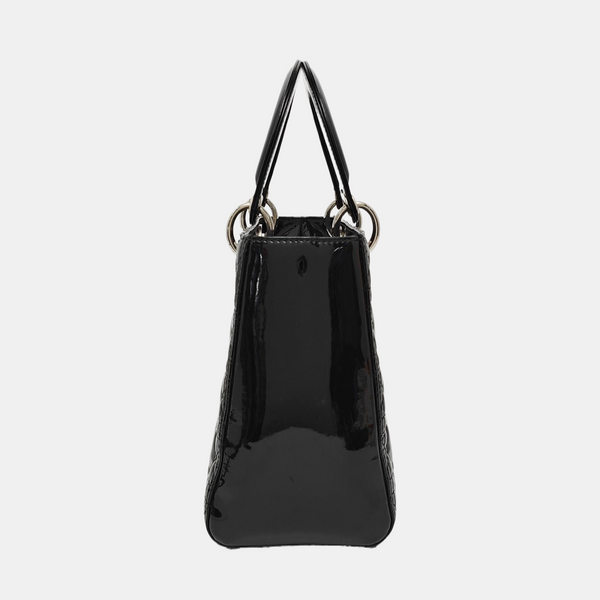 Lady Dior Medium Cannage Patent Leather Black
