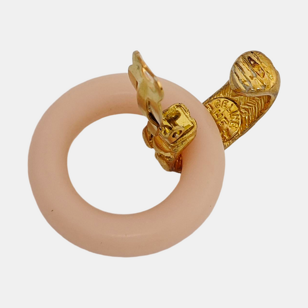 Metal Pink Clip On Earrings