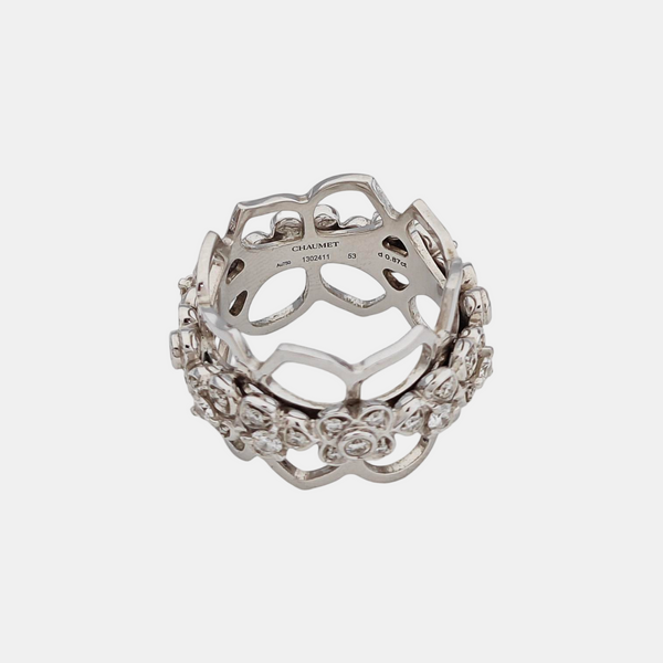 18k White Gold Silver Ring EU 53
