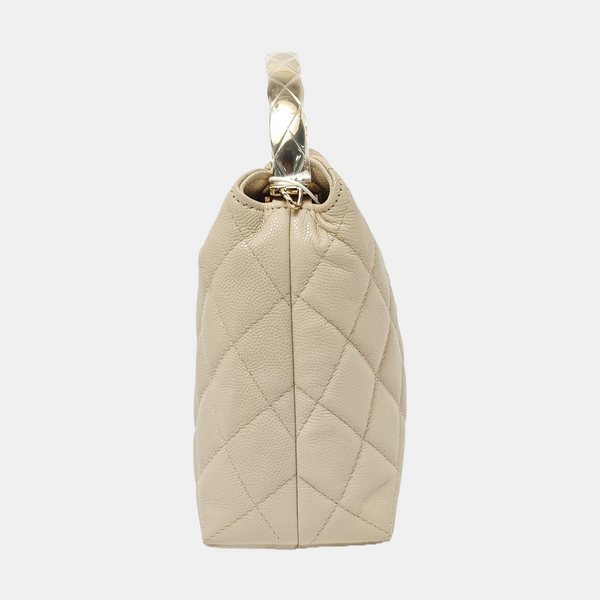 Quilted Grained Calfskin Beige