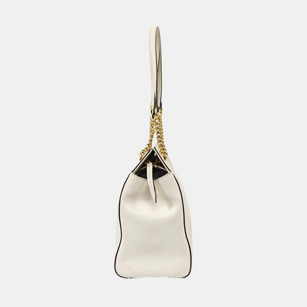 Monogram Calfskin Tote Bag White