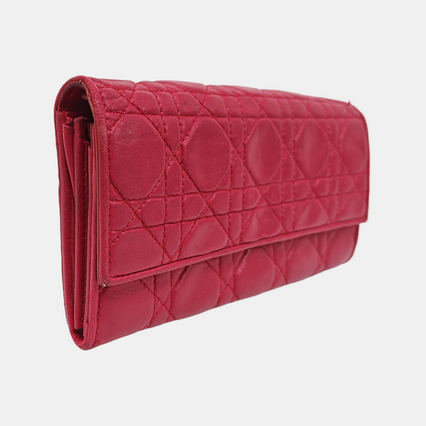 Lady Dior Small Cannage Lambskin Pink Wallet