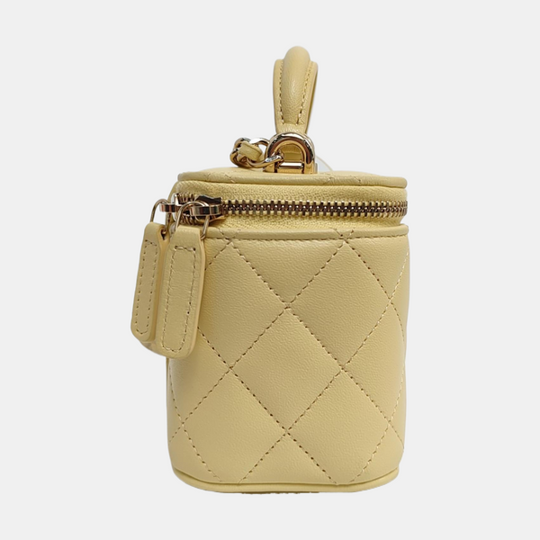 VANITY CASE Mini Quilted Lambskin Yellow