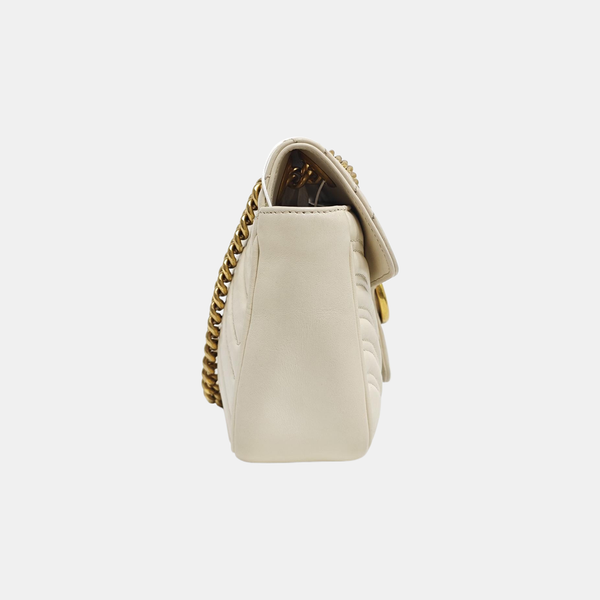 GG Marmont Medium Quilted Calfskin White
