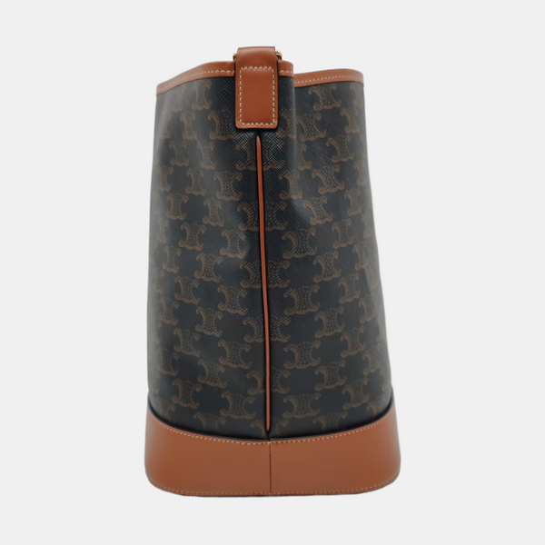 Authenticated pre-owned TRIOMPHE CANVAS Medium Coated Canvas Yellow - Bucket Bag at Looply