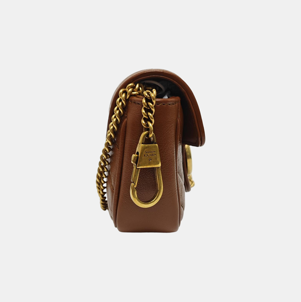 GG Marmont Mini Quilted Calfskin Brown