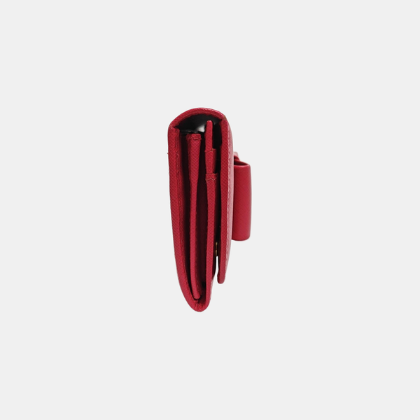 Fiocco Bow Saffiano Calfskin Red Wallet