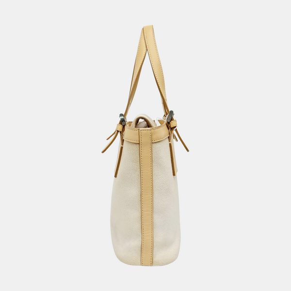 Canvas Top Handle Bag White