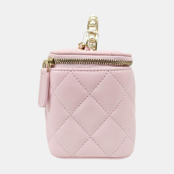 VANITY CASE Quilted Lambskin Pink