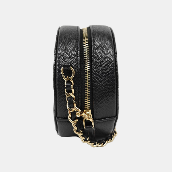 ROUND Quilted Grained Calfskin Black