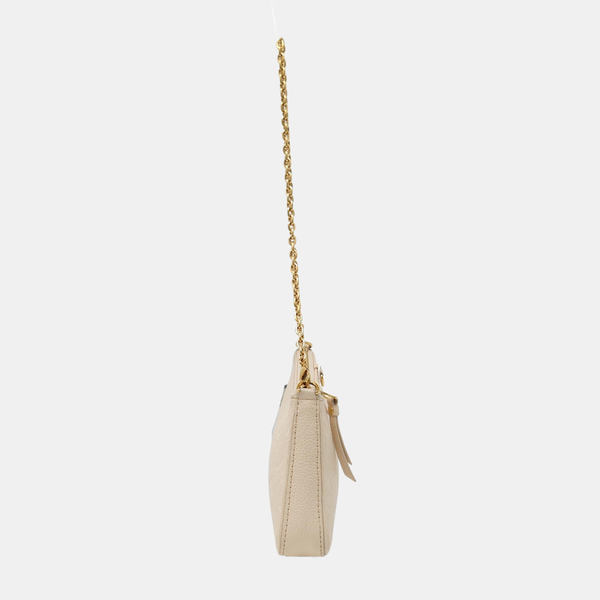 EASY POUCH ON STRAP Calfskin Beige