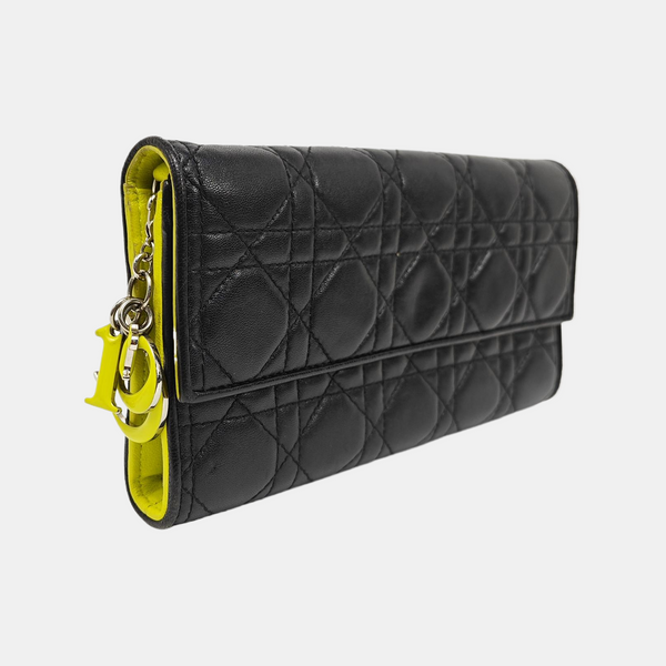 Lady Dior Small Cannage Lambskin Black Wallet