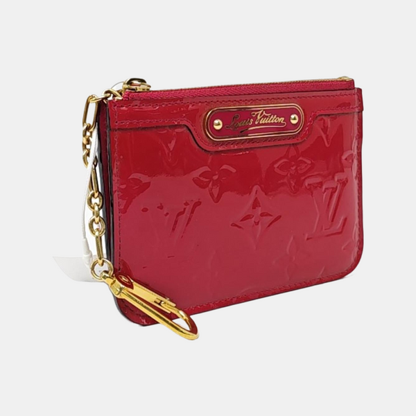 Monogram Patent Leather Card Holder Red