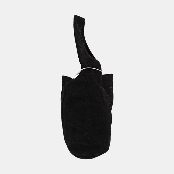 Suede Top Handle Bag Black
