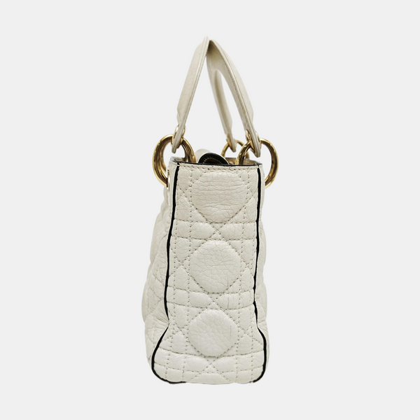 Lady Dior Mini Piel de Cordero Blanca