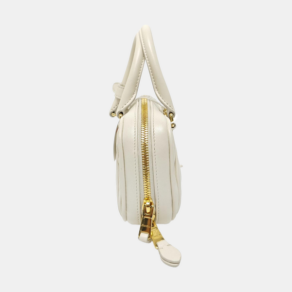 Arcadie Matelassé Mini Quilted Lambskin White