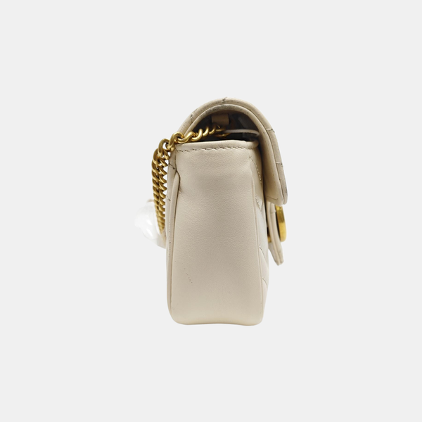GG Marmont Mini Quilted Calfskin White