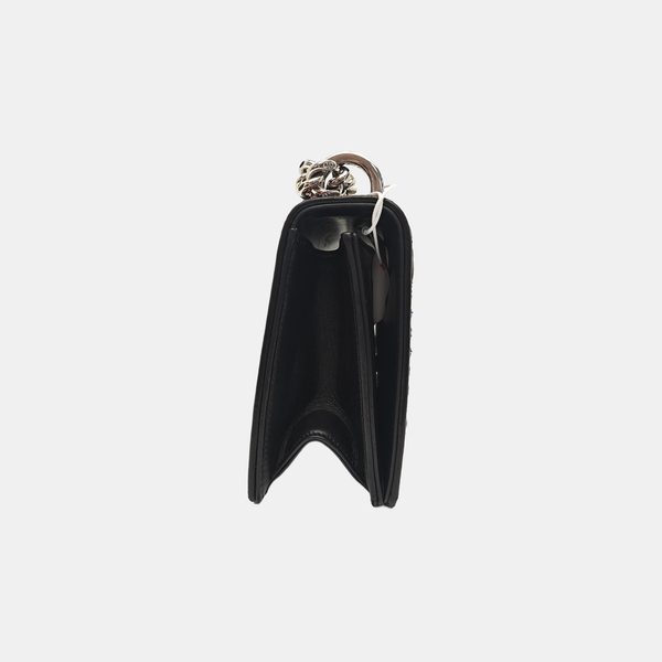 Cannage Calfskin Shoulder Bag Black