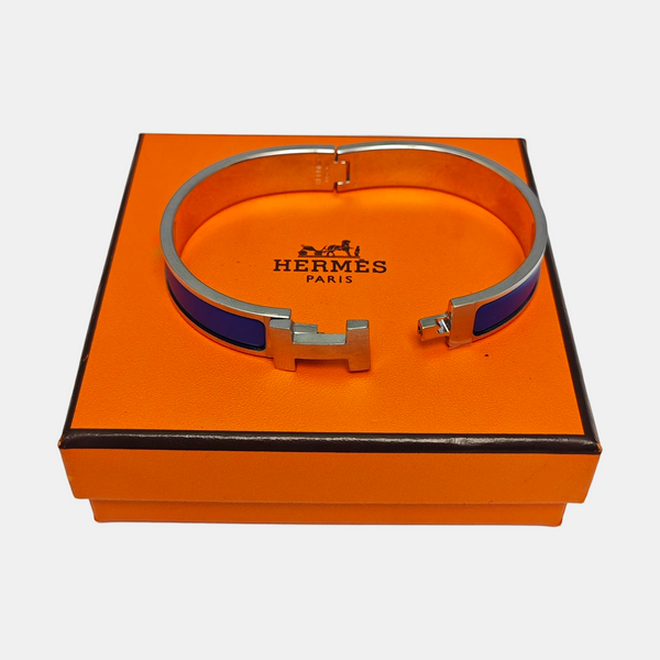 Clic H Metal Silver Bangle
