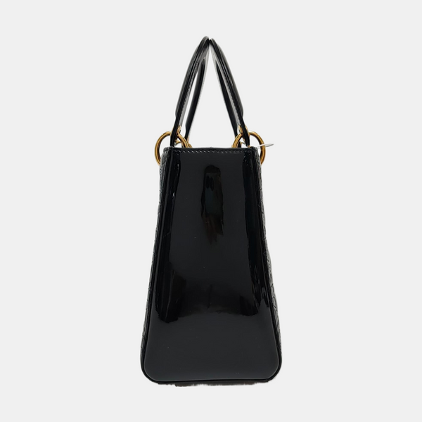 Lady Dior Medium Cannage Patent Leather Black