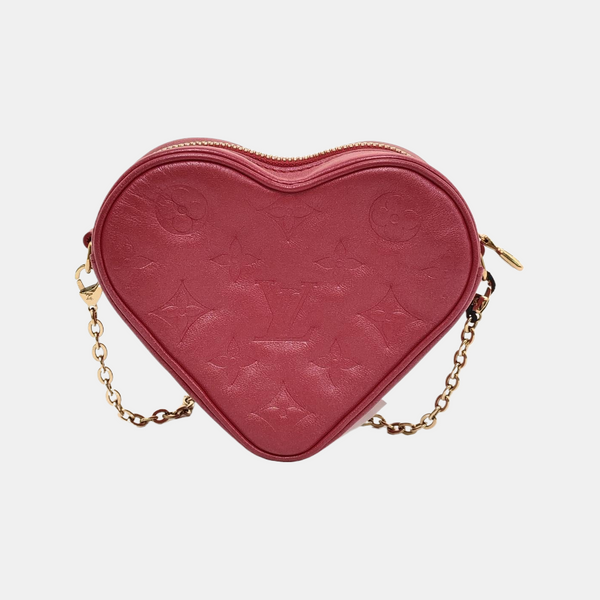 HEART ON CHAIN Lambskin Red