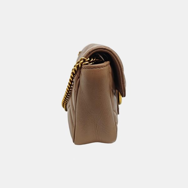 GG Marmont Mini Quilted Calfskin Beige