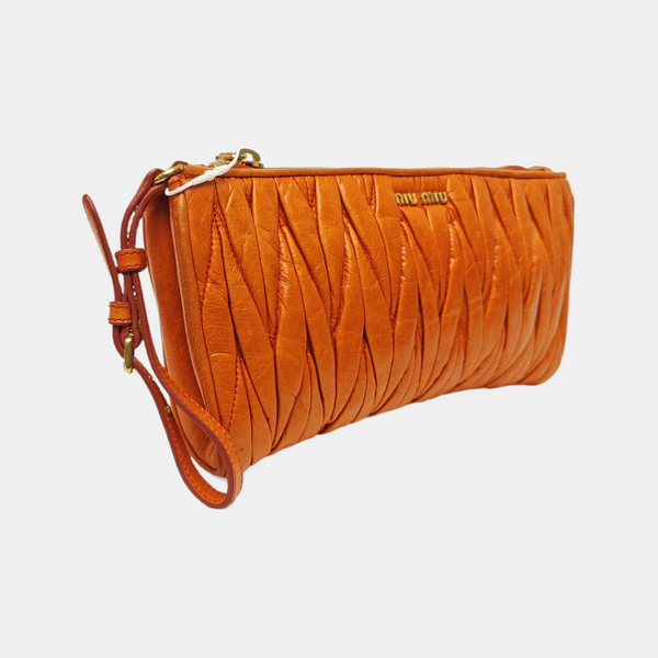 Quilted Lambskin Clutch Orange