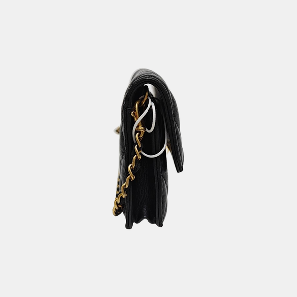 Quilted Lambskin Shoulder Bag Black