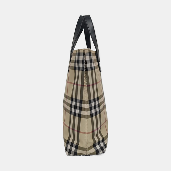 Coated Canvas Top Handle Bag Beige