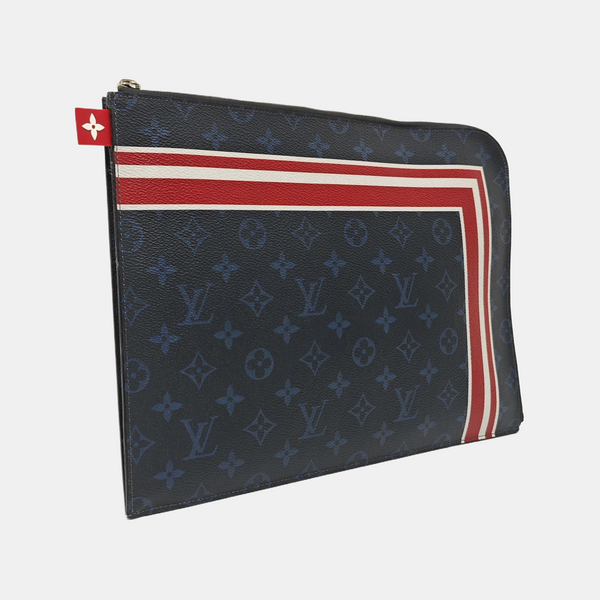Monogram Coated Canvas Clutch Blue
