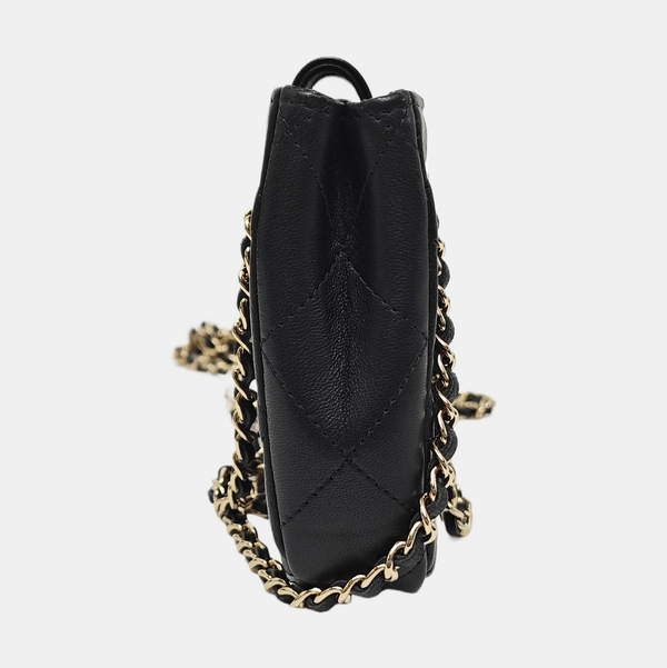 Quilted Lambskin Shoulder Bag Mini Black