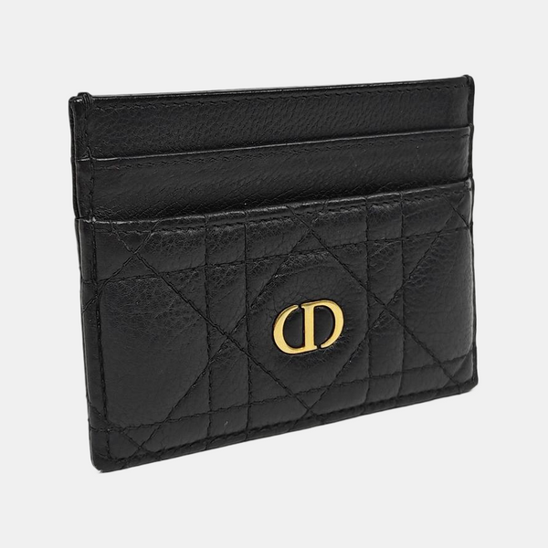Dior Caro Cannage Calfskin Black Card Holder