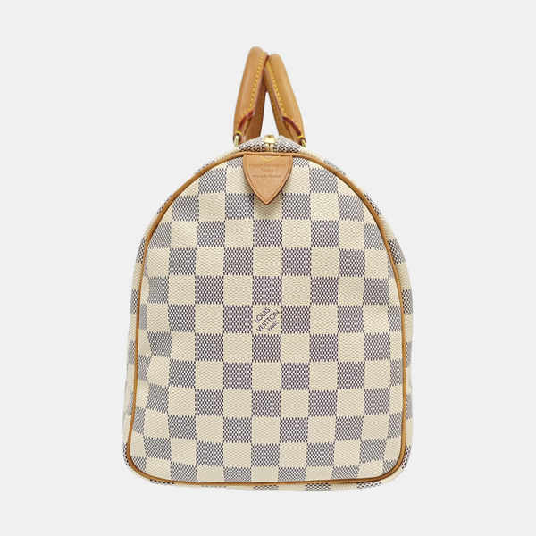 Authenticated pre-owned SPEEDY 30 Damier Azur Coated Canvas White - Top Handle Bag at Looply