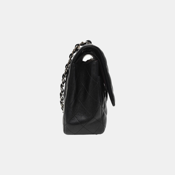 CLASSIC FLAP Jumbo Quilted Grained Calfskin Black