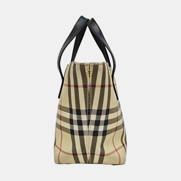 Coated Canvas Top Handle Bag Beige