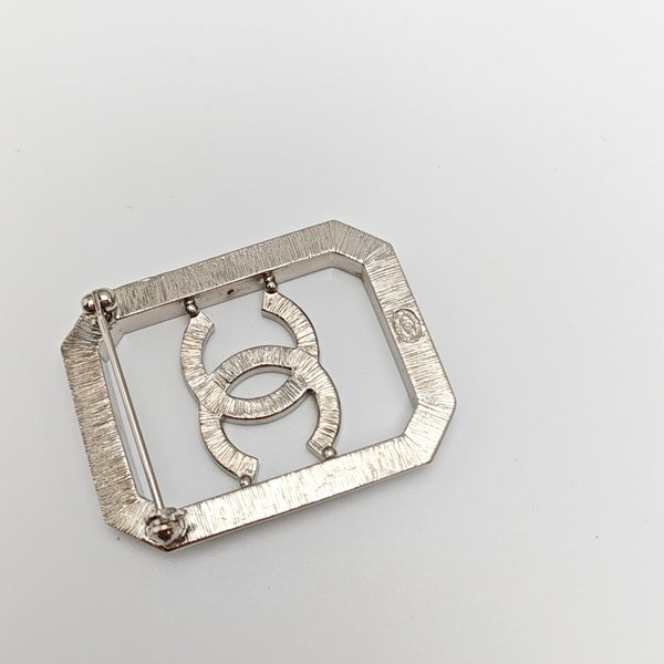 CC Logo Metal Silver Brooch