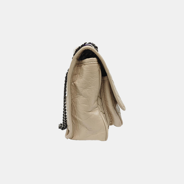 NIKI Small Chevron Calfskin Beige