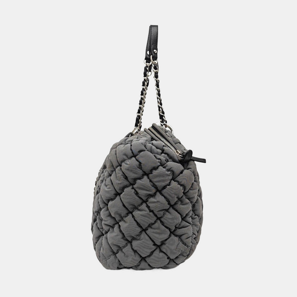 Quilted Fabric Shoulder Bag Gray