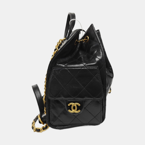Quilted Calfskin Backpack Black
