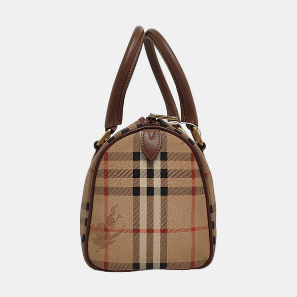 Coated Canvas Top Handle Bag Beige
