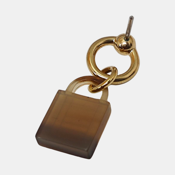 Amulette Maroquinier Metal Brown Stud Earrings