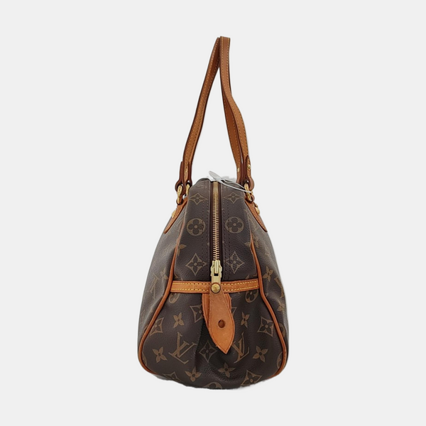 MONTORGUEI PM Monogram Coated Canvas Brown