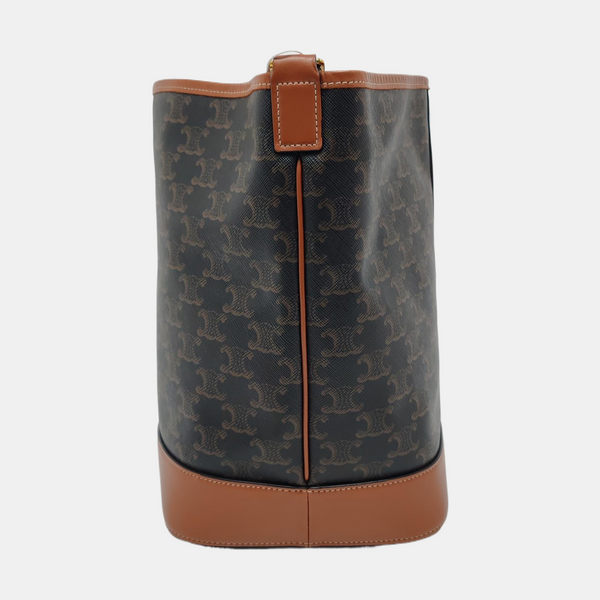Authenticated pre-owned TRIOMPHE CANVAS Medium Coated Canvas Brown - Bucket Bag at Looply