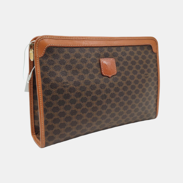 Authenticated pre-owned MACADAM CLUTCHE Coated Canvas Brown - Clutch at Looply