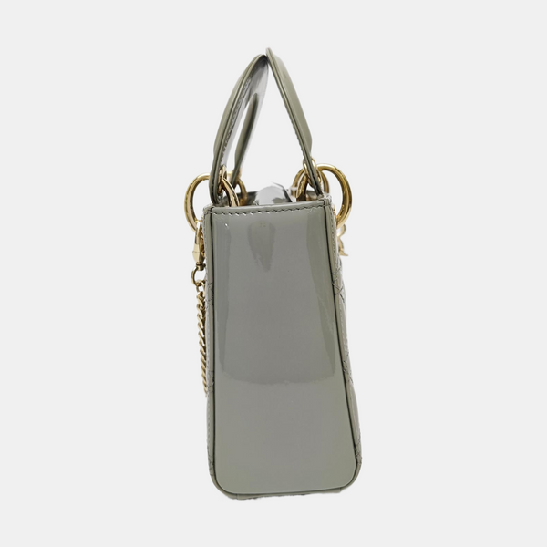 Lady Dior Mini Cannage Patent Leather Green
