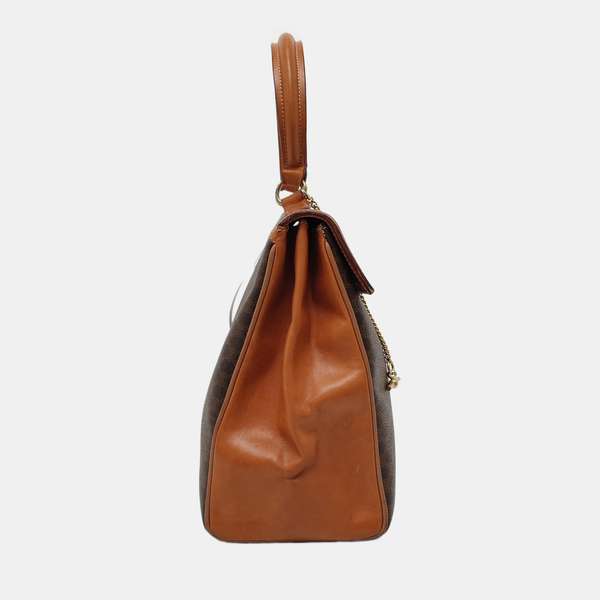Authenticated pre-owned MACADAM BLASON TRIOMPHE Coated Canvas Brown - Top Handle Bag at Looply