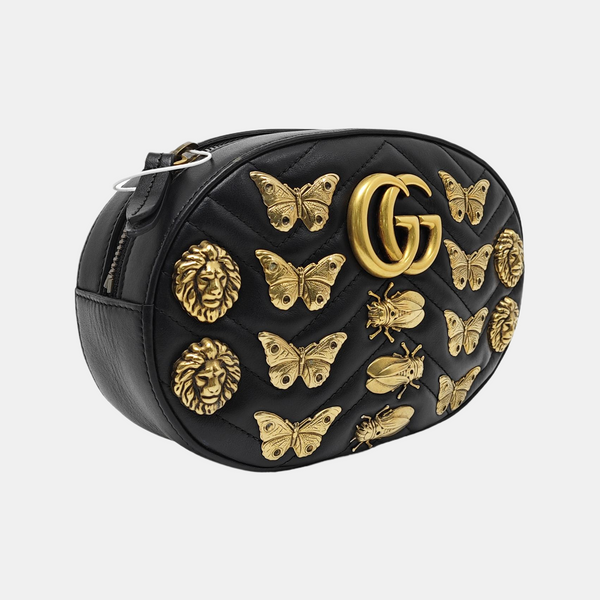 GG Marmont Super Mini Quilted Calfskin Black