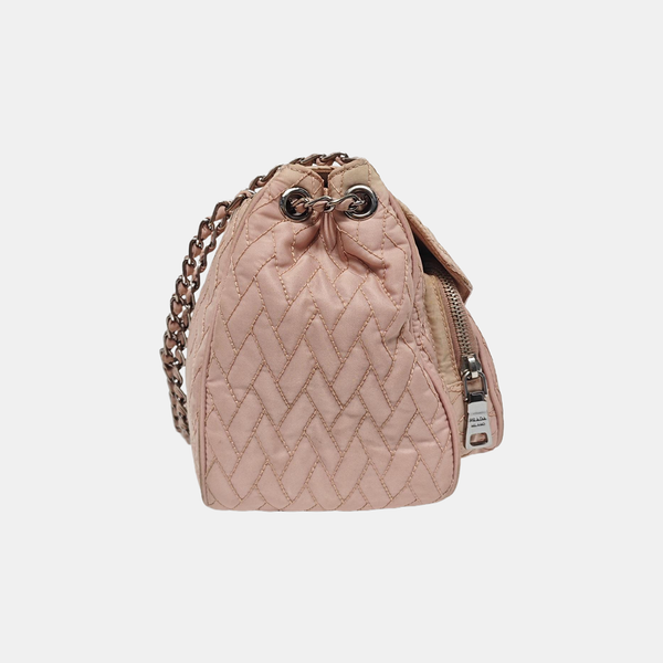 Quilted Nylon Shoulder Bag Pink